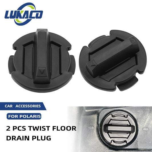 Twist Floor Drain Plug Caps (Pair) for Polaris General, RZR 900 & RZR XP 1000