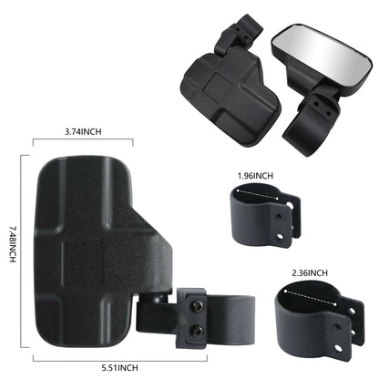 KEMIMOTO Side Mirrors for 1.75–2 Inch Pro-Fit Profiled Cage for Polaris Ranger XP 1000, Ranger 1000 & More
