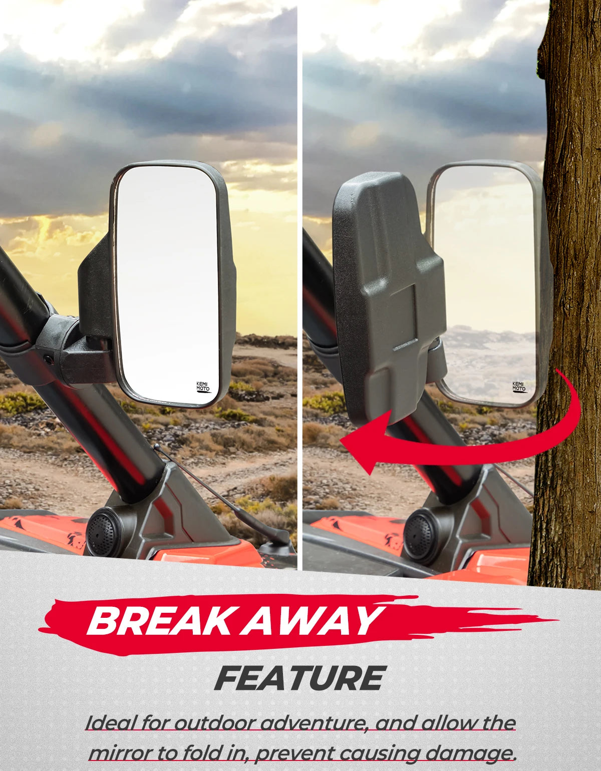 Side Mirrors for 1.6–2-Inch Roll Cage for UTV & SXS
