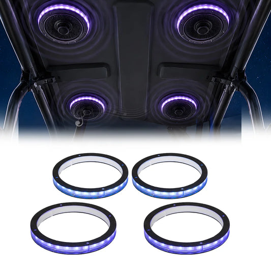 6.5-Inch RGB Chasing LED Speaker Ring Lights (Set of 4) for UTV & SXS
