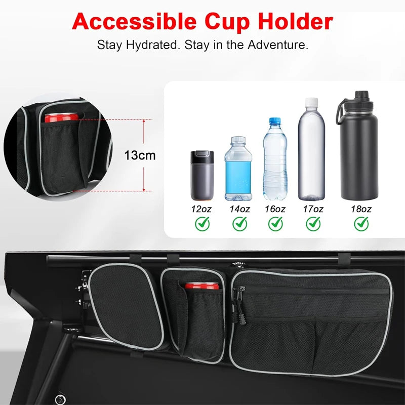 Front Door Storage Bags with Cup Holder and Knee Pad for Can-Am Maverick X3 (2017–2026)