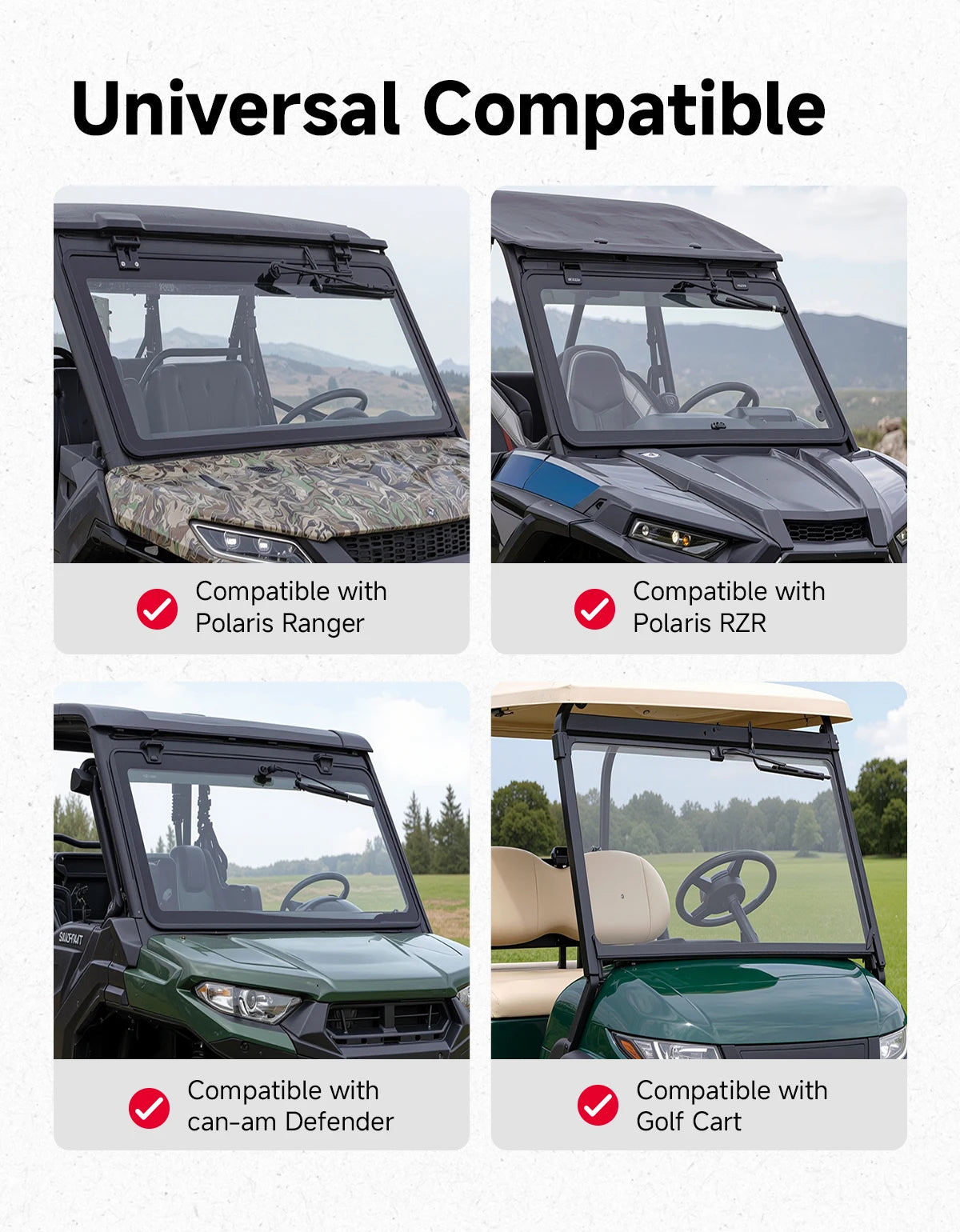 Electric Windshield Wiper Kit with Arm, Blade and Switch for UTV & SXS