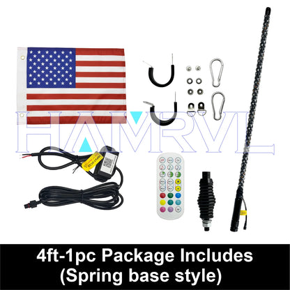 RGB LED Whip Light with Spring Base & Music Sync for UTV & SXS
