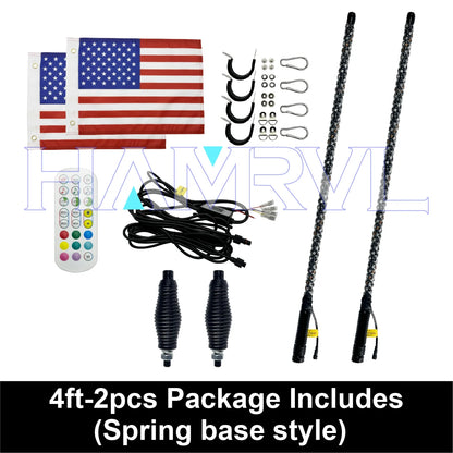 RGB LED Whip Light with Spring Base & Music Sync for UTV & SXS