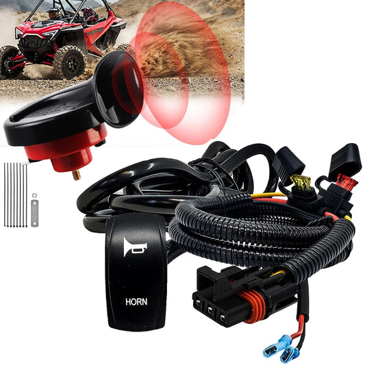 Horn Kit with Wiring Harness, Relay & Rocker Switch for UTV & SXS