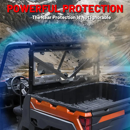 Quick-Release Clear Polycarbonate Rear Windshield for Polaris Ranger XP 1000 & Ranger XP 900