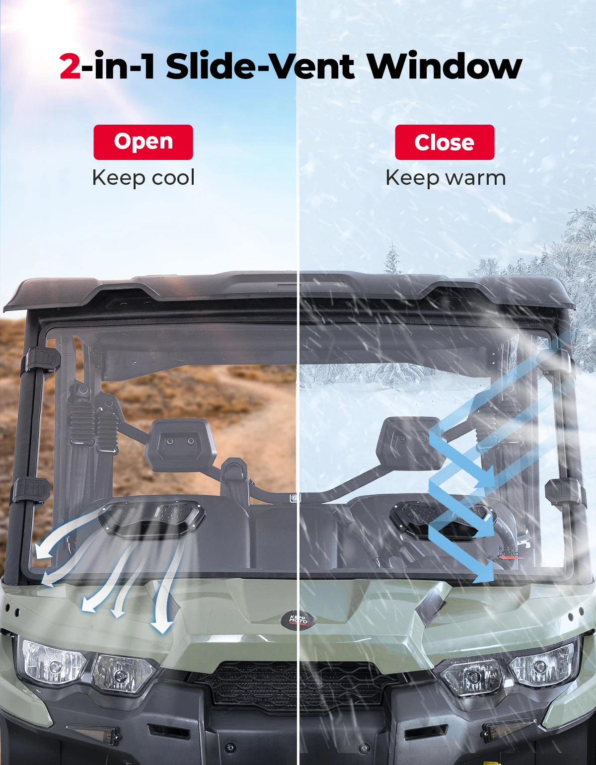 Hard-Coated Polycarbonate Full Front Windshield for Can-Am Defender (2016–2026)