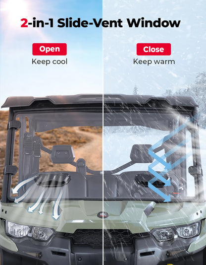 Hard-Coated Polycarbonate Full Front Windshield for Can-Am Defender (2016–2026)