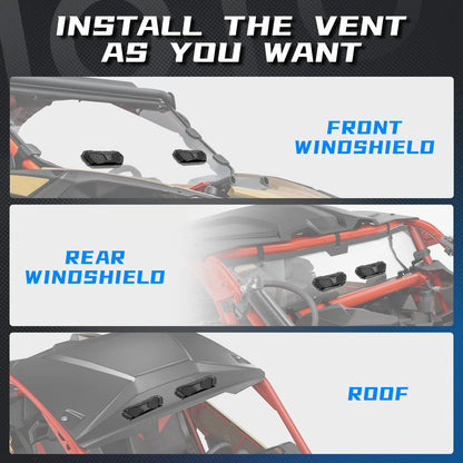 KEMIMOTO Windshield Roof Vent Kit for Defrost and Defog for UTV & SXS
