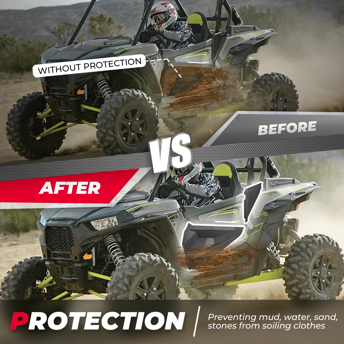 Lower Door Panel Inserts with Frame for Polaris RZR XP 1000, RZR XP Turbo & RZR Trail