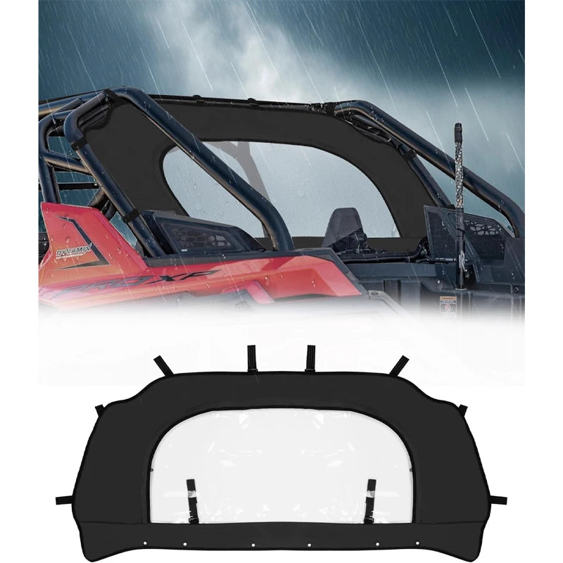 Black Soft Rear Windshield Dust Panel for Polaris RZR Pro XP & RZR Turbo R