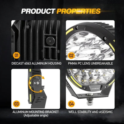AUXBEAM 9-Inch 270W 360 Pro Round LED Lights for UTV & SXS