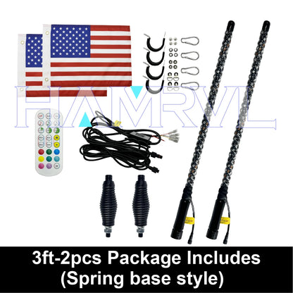 RGB LED Whip Light with Spring Base & Music Sync for UTV & SXS
