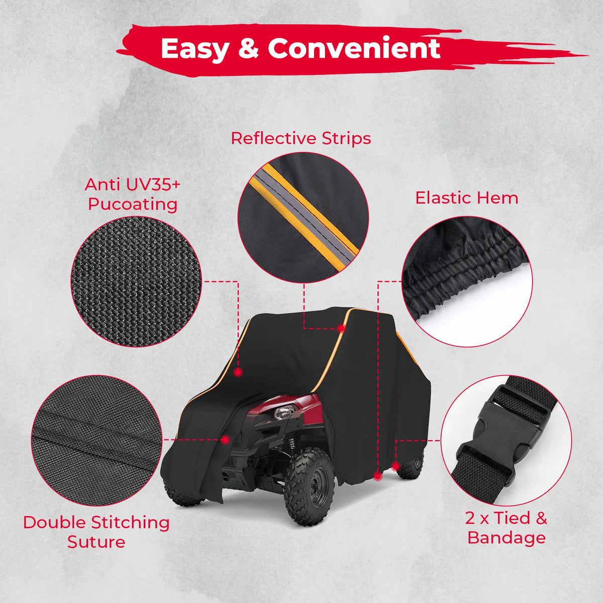 Windproof UTV Cover with Reflective Strip for Polaris RZR 570, RZR 900 & More