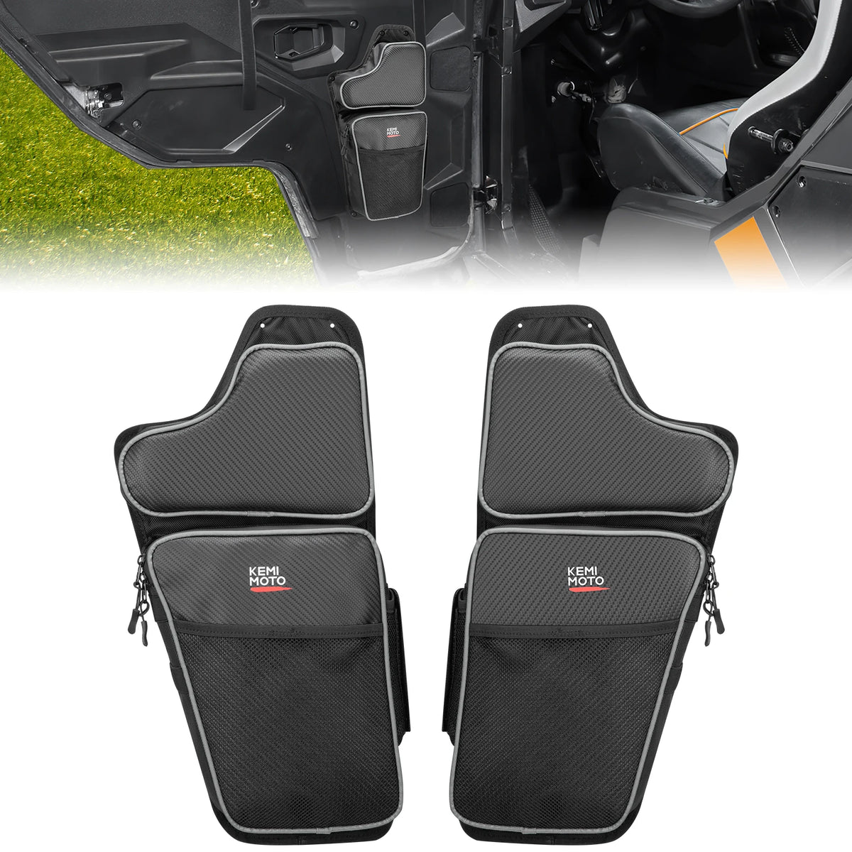 Front Lower Door Storage Bags with Knee Pads (Pair) for Polaris General (2016–2026)