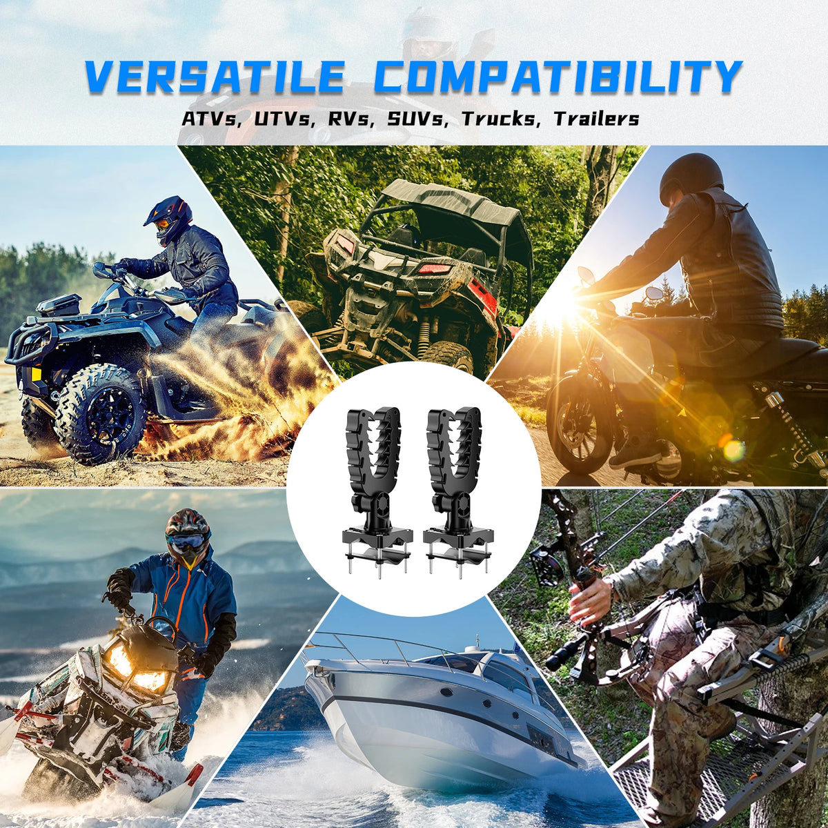 KEMIMOTO Gun & Bow Rack Mount, V-Grip Cushioned for UTV & SXS