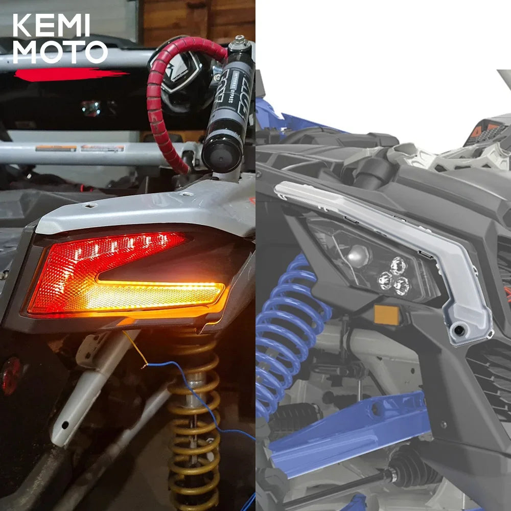Black Rear Tail Lights with Amber Turn Signals for Can-Am Maverick X3 (2017–2026)