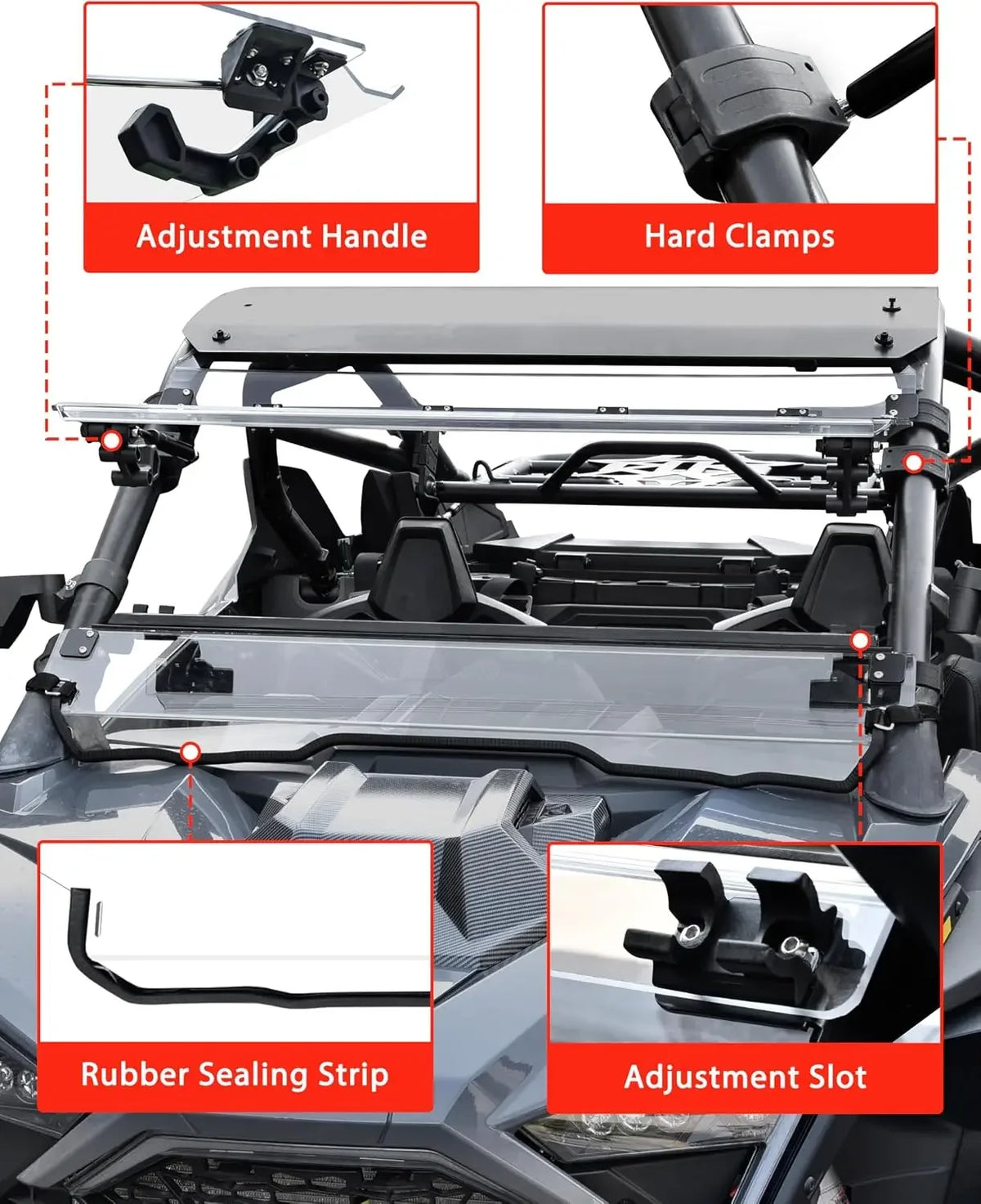 3-in-1 Flip-Up Hard Coated Polycarbonate Windshield for Polaris RZR Pro XP (2020–2024)