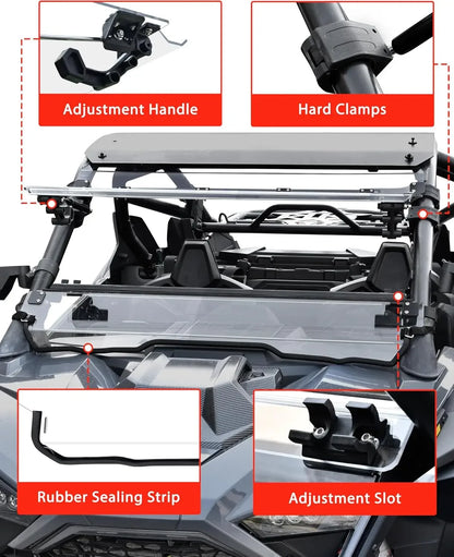 3-in-1 Flip-Up Hard Coated Polycarbonate Windshield for Polaris RZR Pro XP (2020–2024)