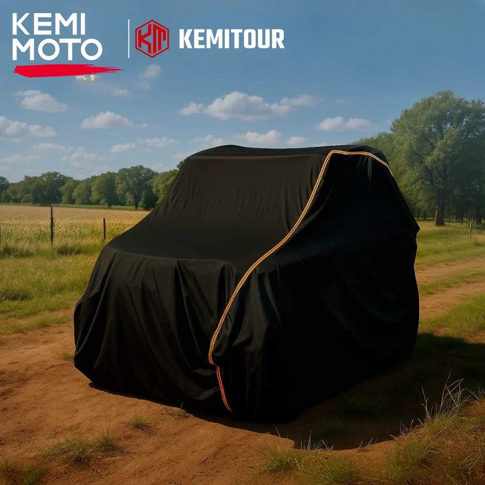 Utility Vehicle Cover 124 x 58 x 71 In with Reflective Strip for UTV & SXS