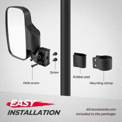 Breakaway Convex Side Mirrors, 1.75–2-Inch Clamp for UTV & SXS