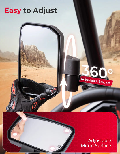 KEMIMOTO Auto-Fold Reset Side Mirrors, 1.65–2 Inch for UTV & SXS