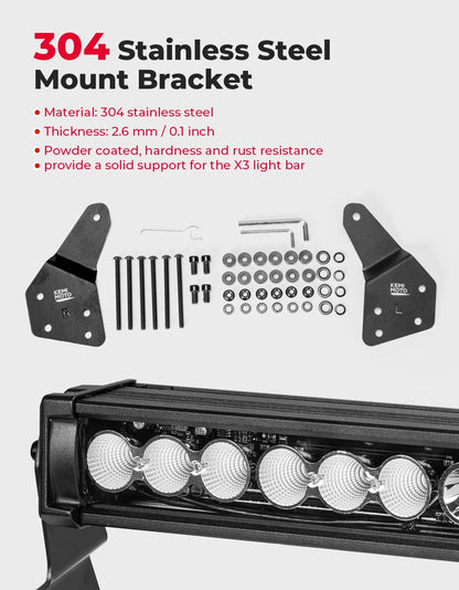 50-Inch 390W RGB LED Light Bar with Brackets and Wiring for Can-Am Maverick R & Maverick X3