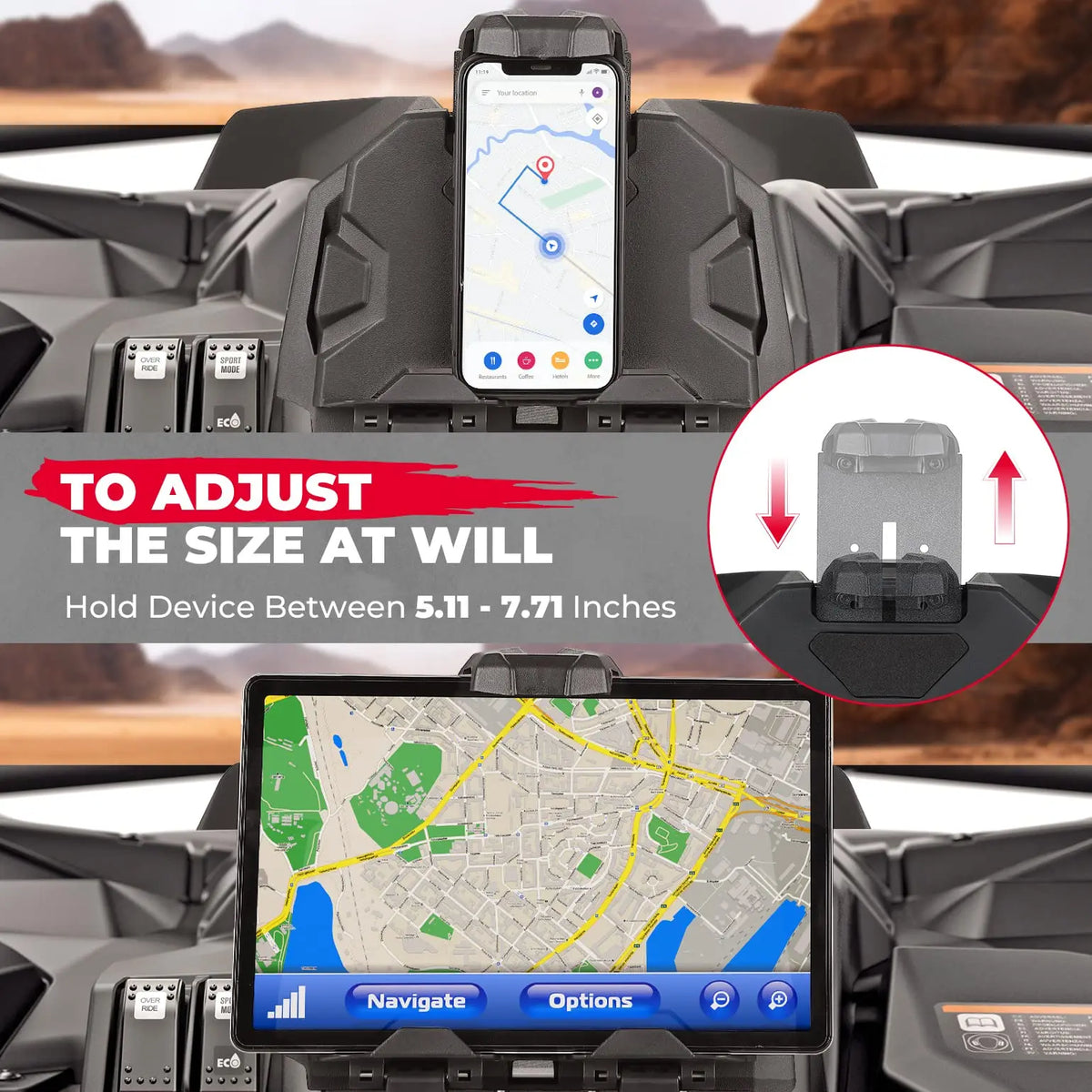 Electronic Device Holder Box with Tablet Mount for Can-Am Maverick Sport, Maverick Trail & Commander
