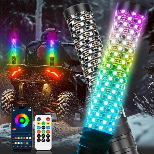 Spiral RGB LED Whip Lights, 300 Patterns (2-Pack) for UTV & SXS