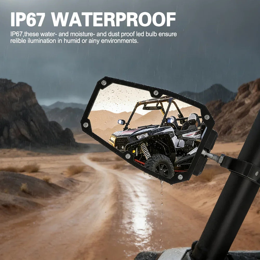 Side Mirrors with LED Spot Lights for 1.75–2 Inch Cage for UTV & SXS