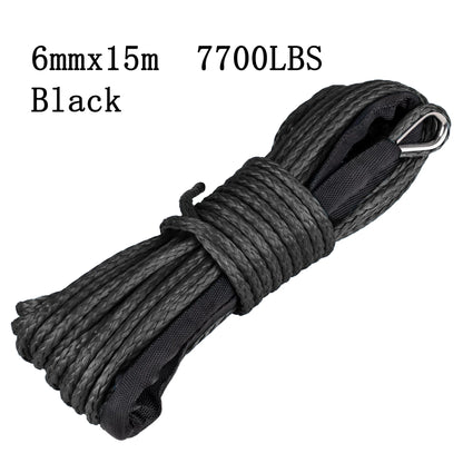 Synthetic Winch Line 6 mm x 15 m, 7,700 lb for UTV & SXS