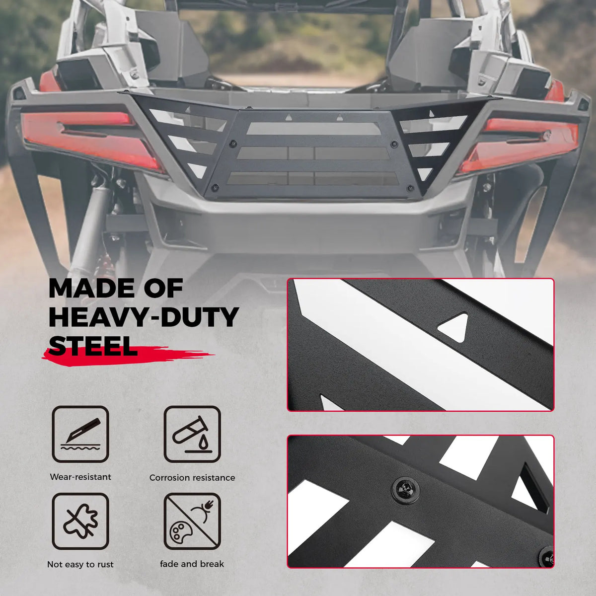 KEMIMOTO Steel Rear Cargo Tailgate Extender Kit for Polaris RZR Pro R (2022–2024)