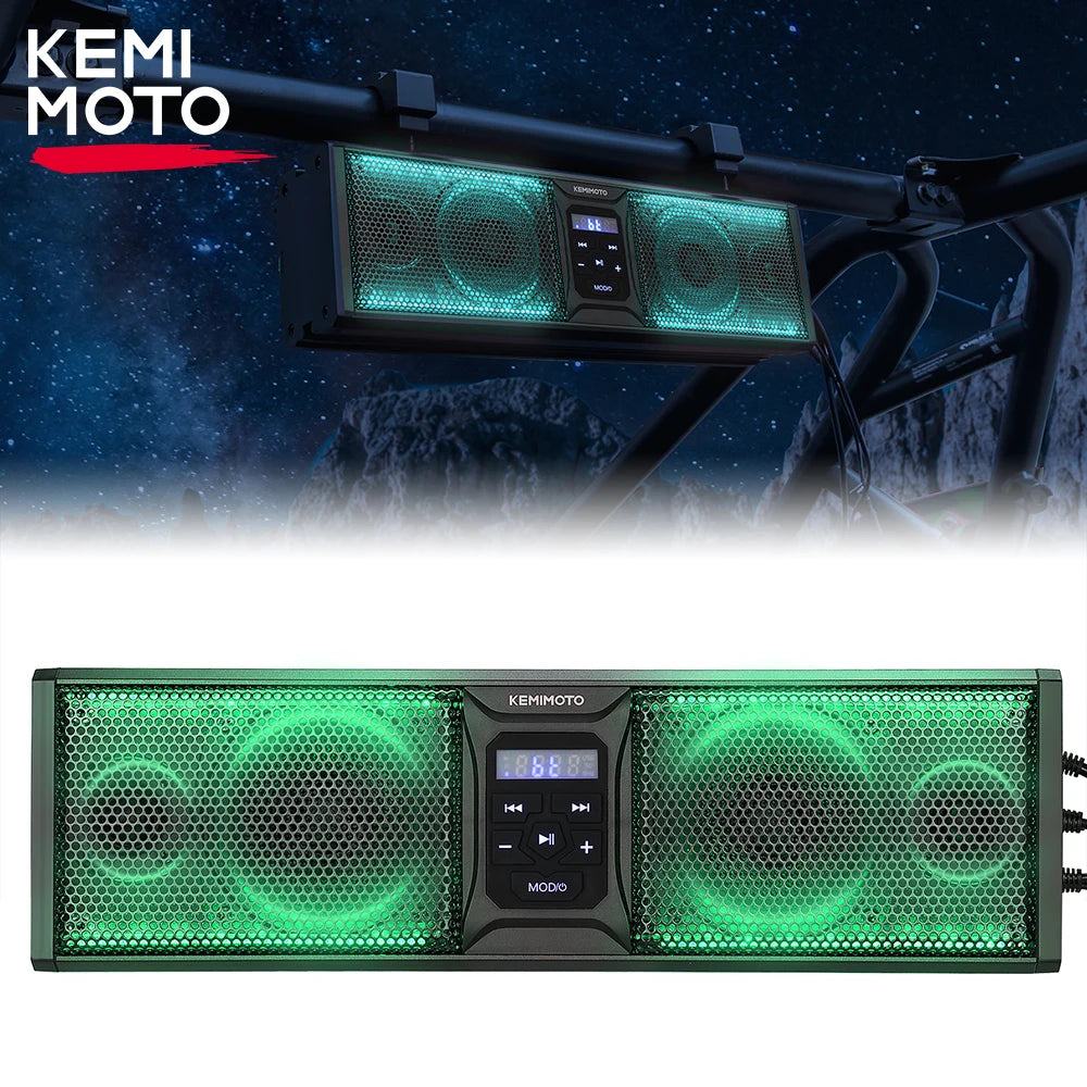 Waterproof Bluetooth Speakers with LED Lighting & Remote for UTV & SXS