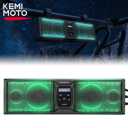 Waterproof Bluetooth Speakers with LED Lighting & Remote for UTV & SXS