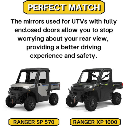 Side View Mirrors Replacement Set for Polaris Ranger 1000, Ranger 570 & Ranger XD 1500