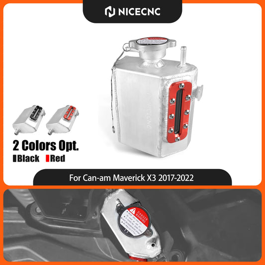 NICECNC Aluminum Coolant Reservoir with Sight Window for Can-Am Maverick X3 & Defender
