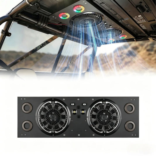 Dual 8-Inch Cab Cooling Fans with Dome Light for UTV & SXS