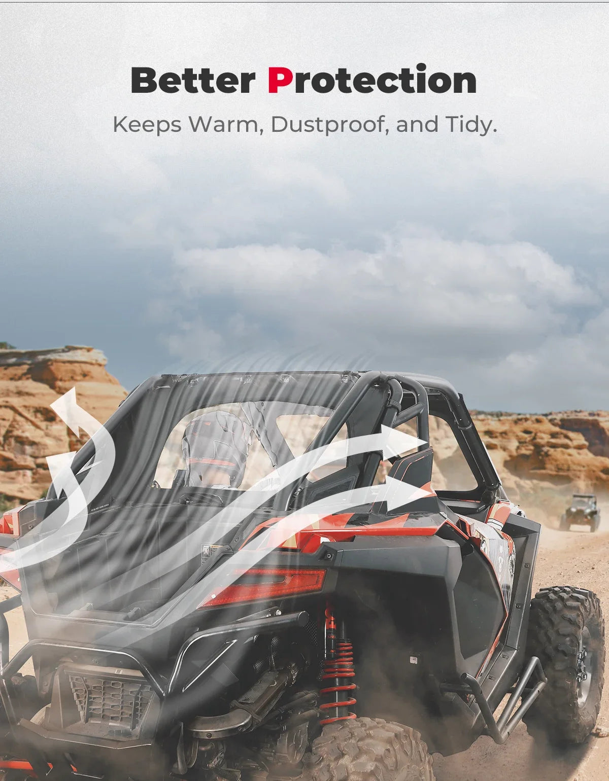 KEMIMOTO Rainproof Soft Rear Window Panel for Polaris RZR Pro XP & RZR Turbo R