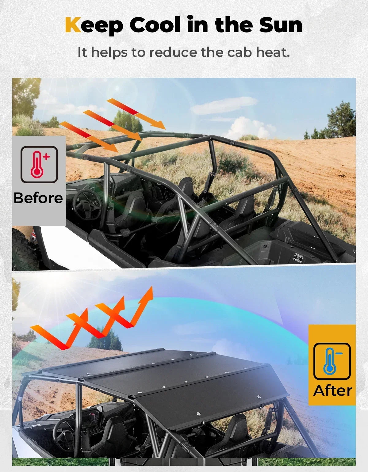 KEMIMOTO Aluminum Hard Roof Top, 4-Seat for Polaris RZR XP 1000
