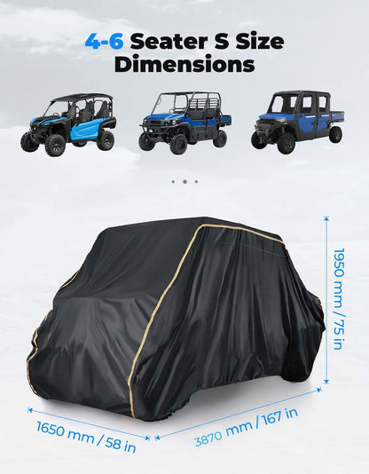 420D Waterproof 4-Seat UTV Cover for Polaris Ranger 570, Can-Am Defender & Arctic Cat Prowler Pro