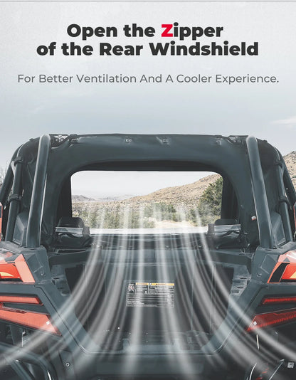 KEMIMOTO Rainproof Soft Rear Window Panel for Polaris RZR Pro XP & RZR Turbo R