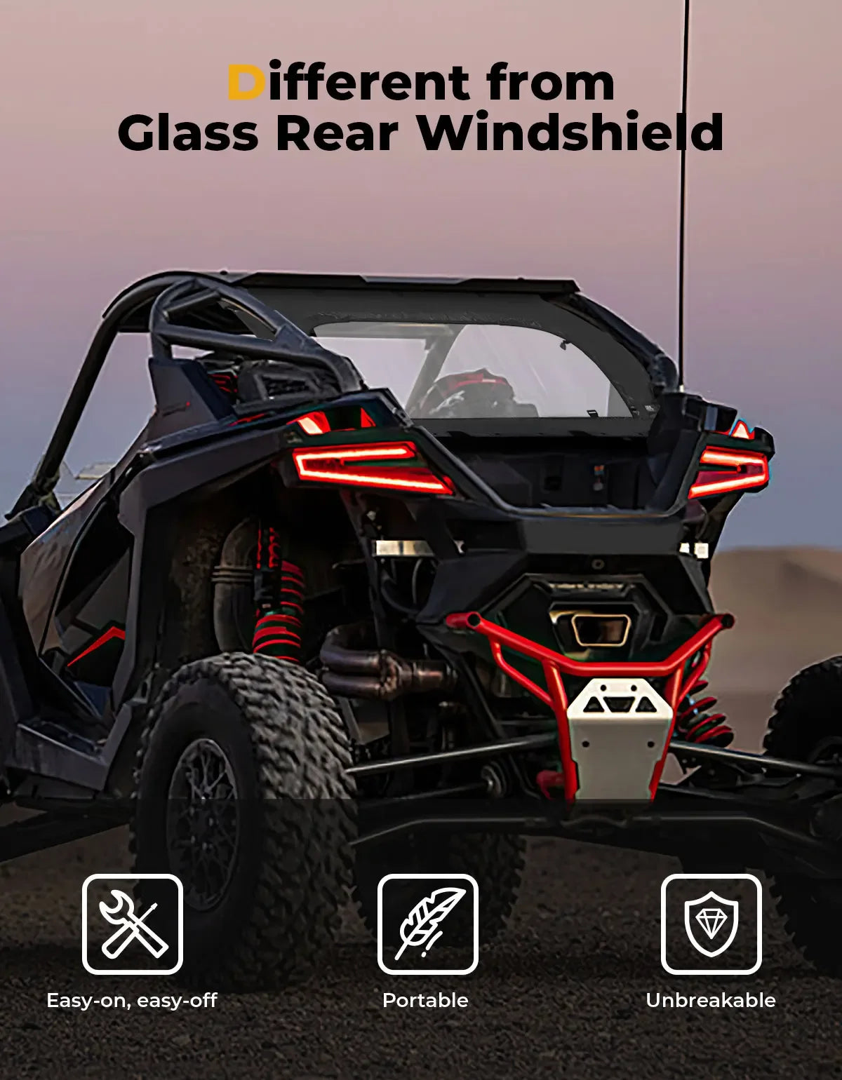 KEMIMOTO PVC Clear Soft Rear Windshield for Polaris RZR Pro R (2022–2024)