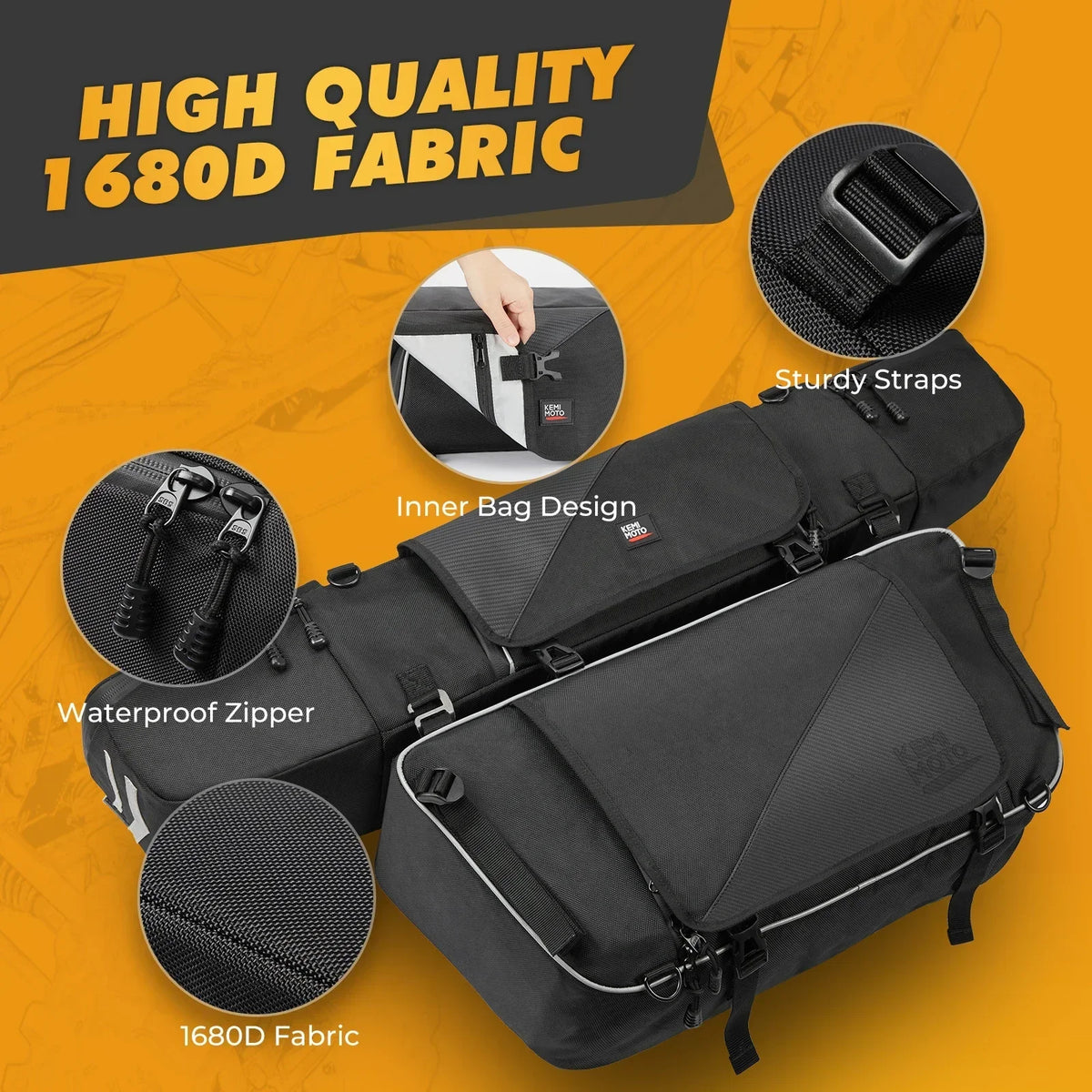 KEMIMOTO 1680D Waterproof Rear Cargo Bag for Polaris RZR XP 1000, RZR XP Turbo & RZR 900