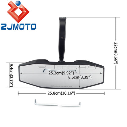 Wide-Angle Adjustable Center Mirror, 1.75-Inch Roll Bar for UTV & SXS