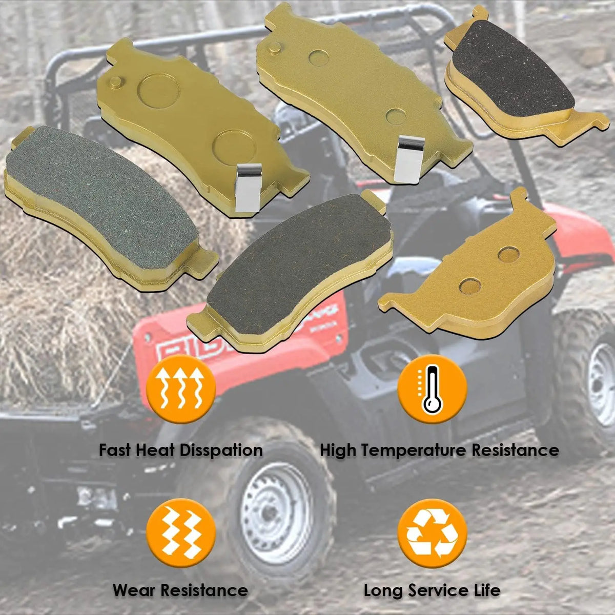 Front and Rear Ceramic Brake Pad Set for Honda Pioneer 700 & Pioneer 500