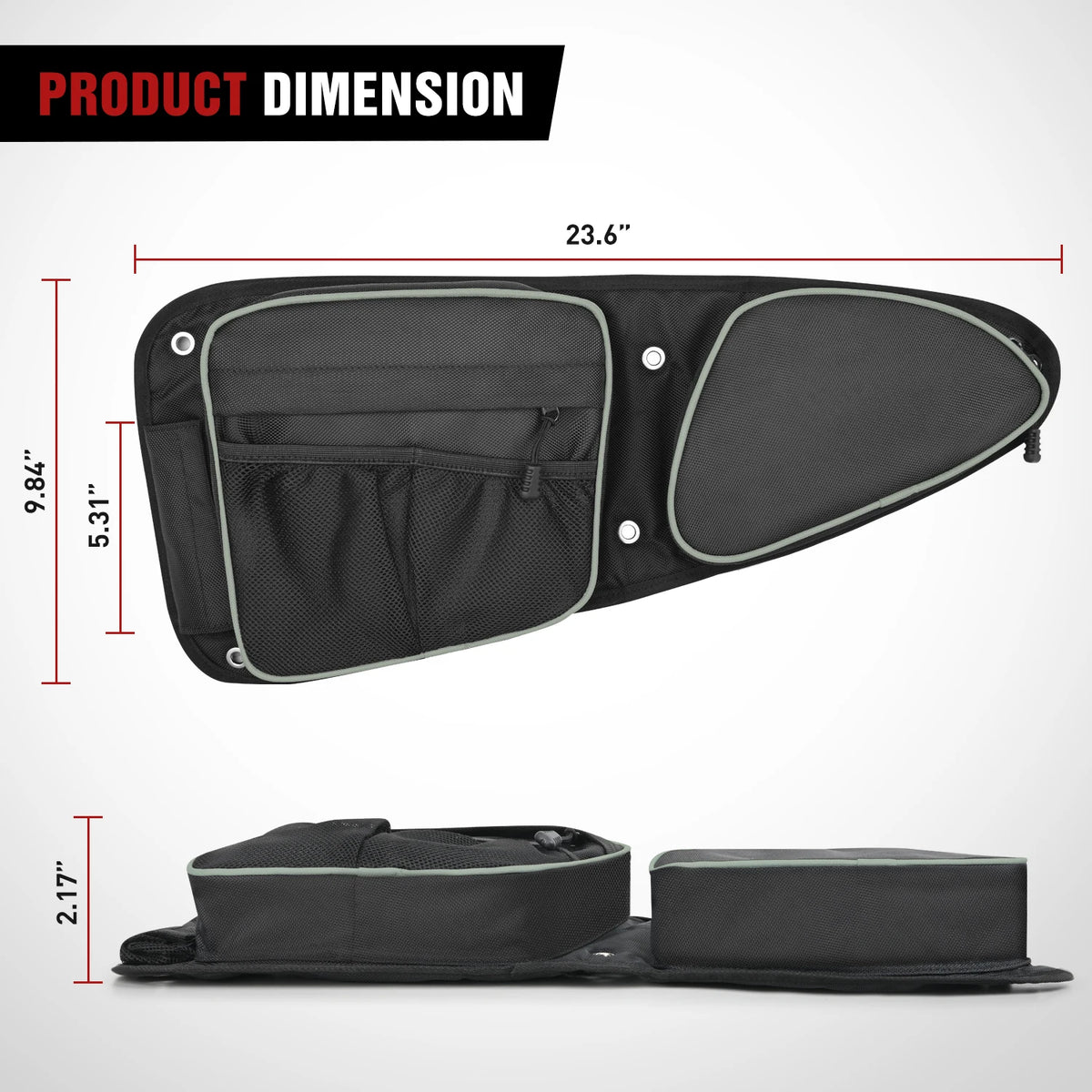 Front Door Storage Bags with Knee Pads and Cup Holder for Polaris RZR XP 1000, RZR XP Turbo & RZR 900