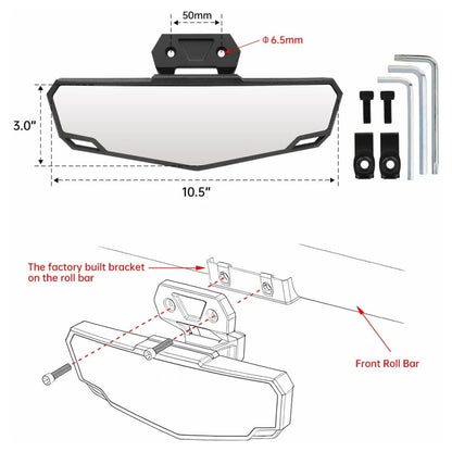 HD Convex Race Center Rearview Mirror for Polaris RZR Pro XP & RZR Pro R