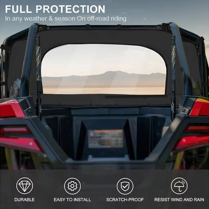 Soft Clear Rear Dust Panel with Zipper for Polaris RZR Pro XP & RZR Turbo R