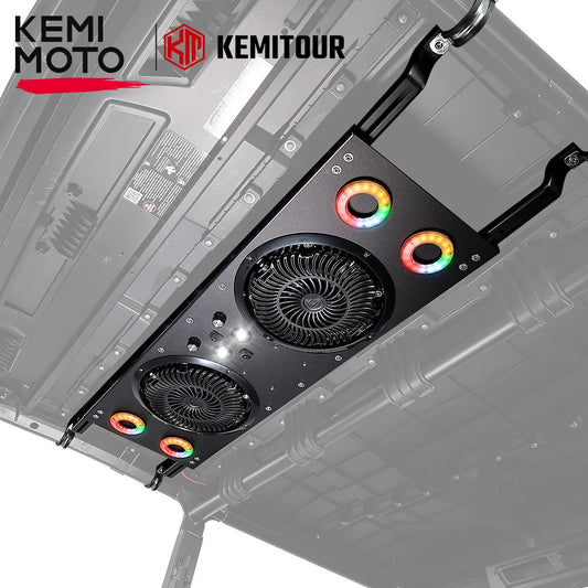 Overhead Cab Cooling Fan with RGB Dome Light, 12V for Polaris RZR XP 1000 & Can-Am Defender