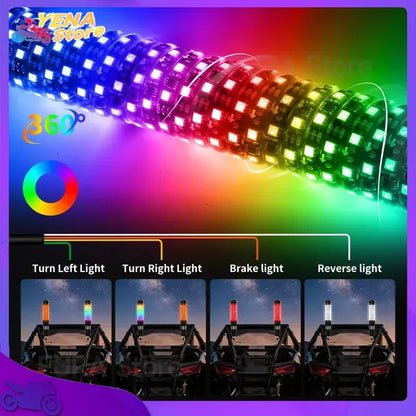 2 FT RGB Whipless LED Antenna Light for UTV & SXS